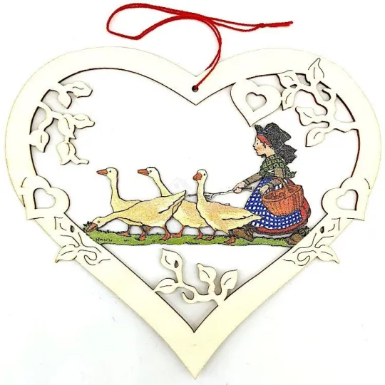 Coeur d'Alsace en Bois décor La Gardeuse d'Oie Hansi