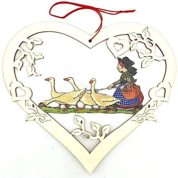 Coeur d'Alsace en Bois décor La Gardeuse d'Oie Hansi