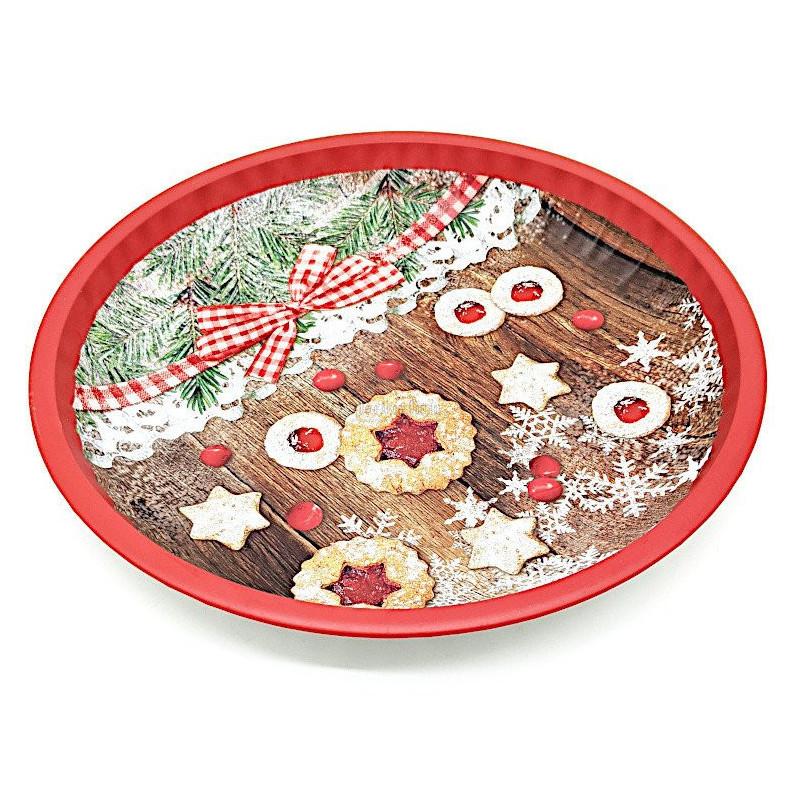 Round Metal Serving Tray Bredele Christmas Decor