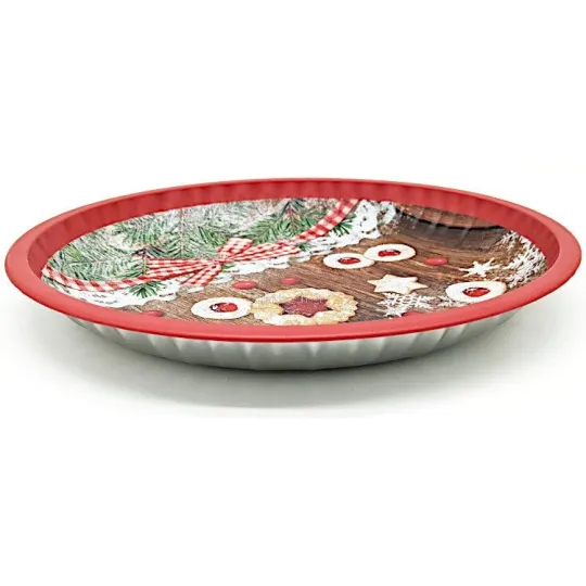 Round Metal Serving Tray Bredele Christmas Decor