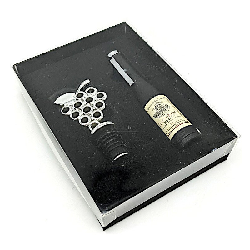 Corkscrew and grape bunch cork gift box