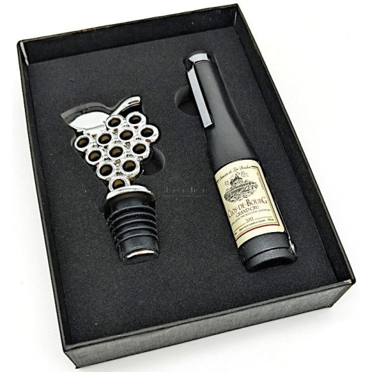 Corkscrew and grape bunch cork gift box