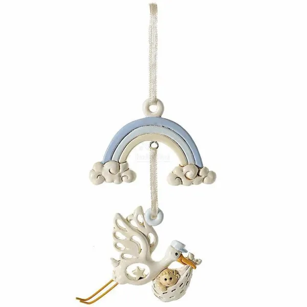 Hanging Blue Rainbow Resin Stork