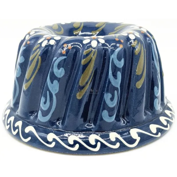 Moule à Kougelhopf Bleu de Soufflenheim Marguerites 21 cm