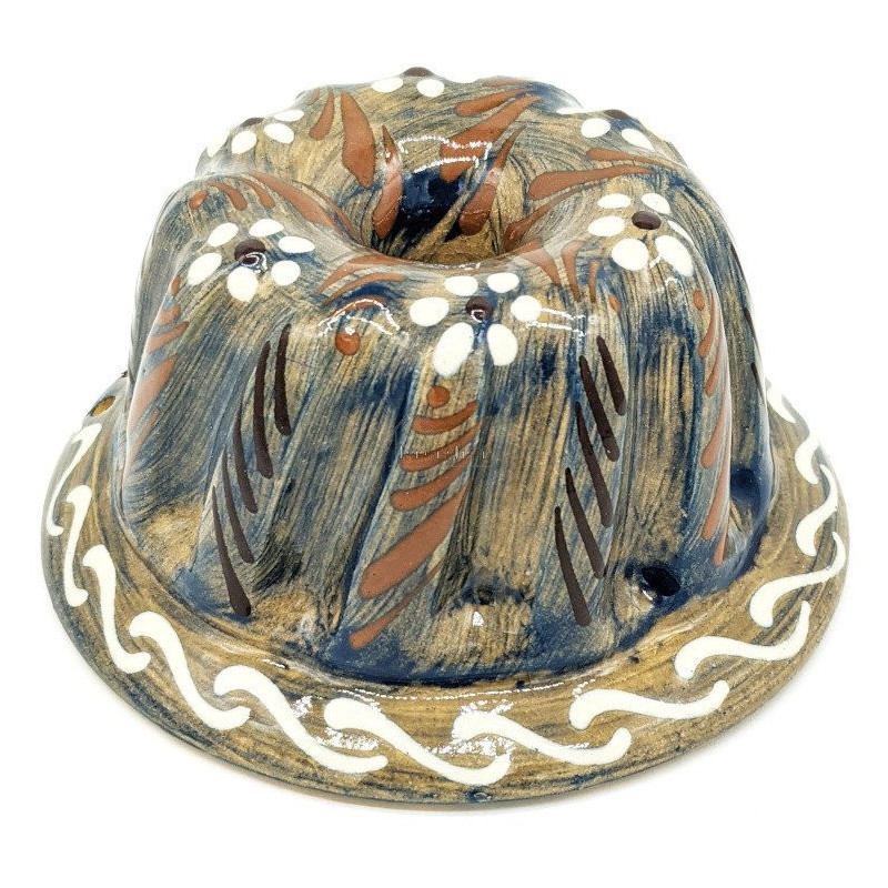 Kougelhopf Soufflenheim Blau Bürste Gänseblümchen Form 13 cm