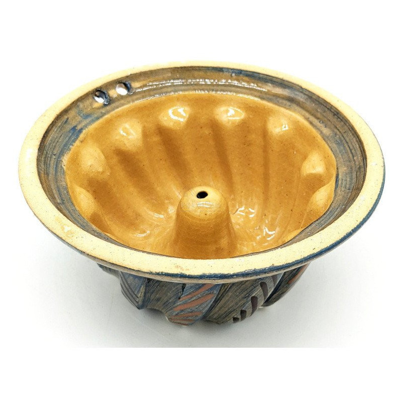 Kougelhopf Soufflenheim Blau Bürste Gänseblümchen Form 13 cm