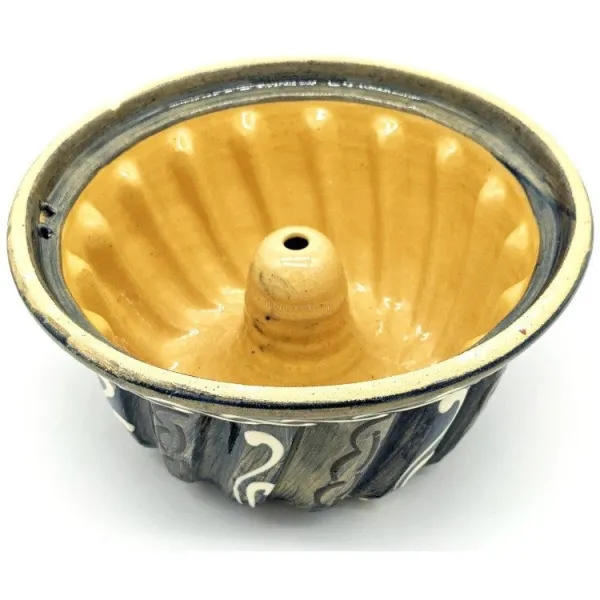 Kougelhopf Soufflenheim Blau Bürste Gänseblümchen Form 21 cm