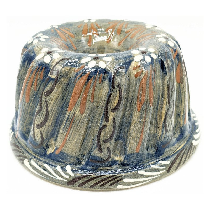 Kougelhopf Soufflenheim Blau Bürste Gänseblümchen Form 23 cm