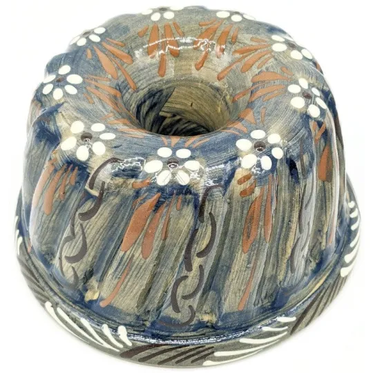 Moule à Kougelhopf Soufflenheim Bleu Pinceau Marguerites 23 cm