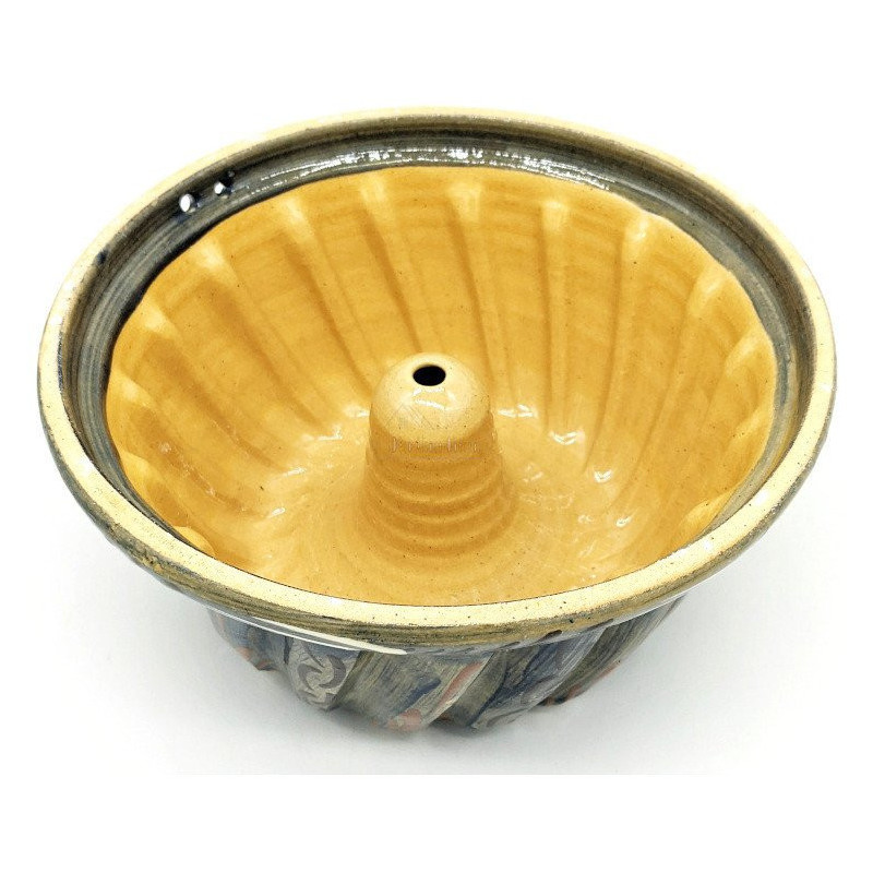 Kougelhopf Soufflenheim Blau Bürste Gänseblümchen Form 23 cm