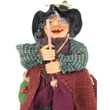 Witch of Alsace to hang with purple jute, scarf and holly 32 cm