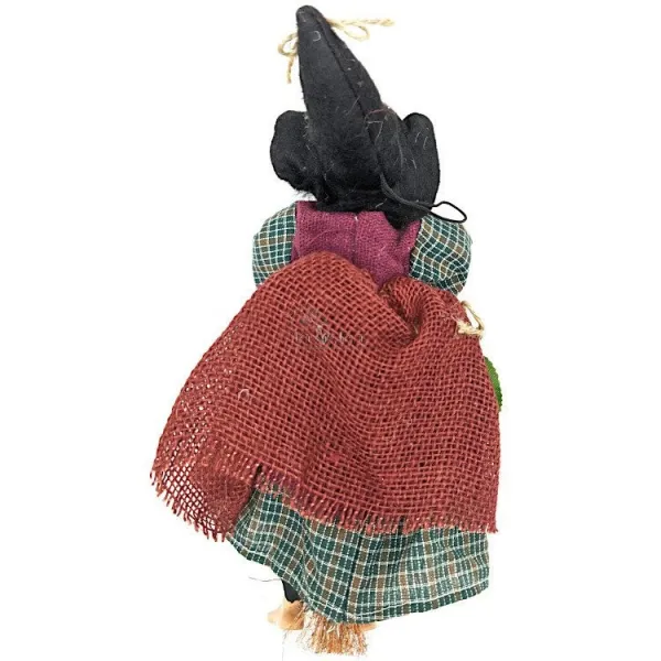 Witch of Alsace to hang with purple jute, scarf and holly 32 cm