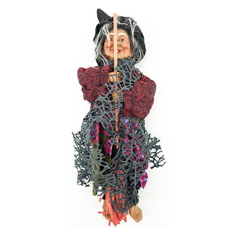 Alsatian Witch to hang with brown waistcoat and black fringes 31 cm