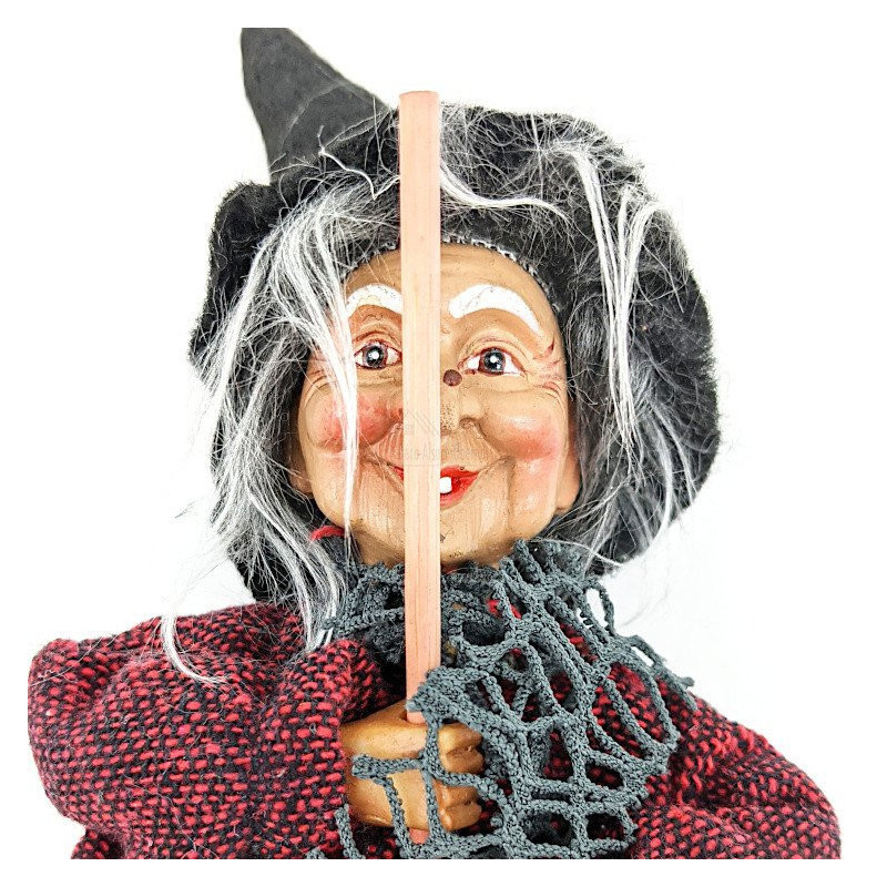 Alsatian Witch to hang with brown waistcoat and black fringes 31 cm