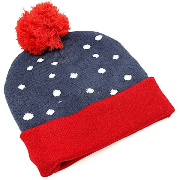 Hat with Pompom Alsace Gray-Red with Led and Stork