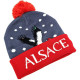 Hat with Pompom Alsace Gray-Red with Led and Stork