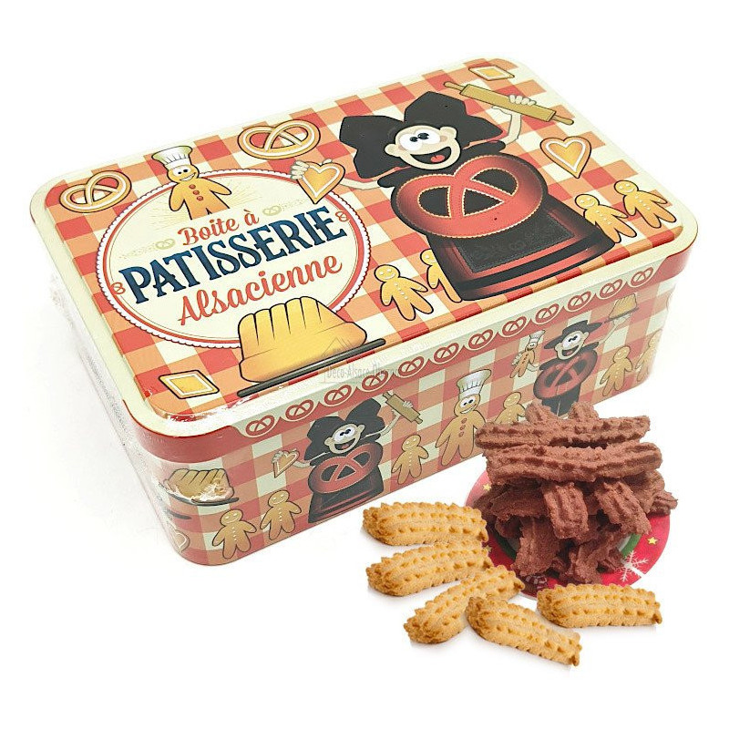 Boite à Pâtisserie Alsacienne garnis de Bredeles d'Alsace 300 gr