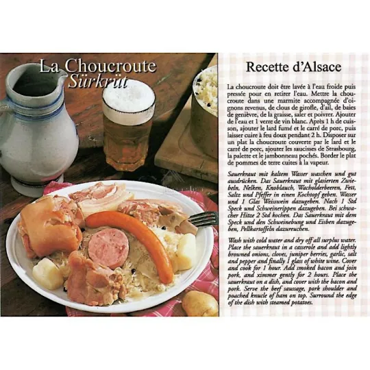 Carte Postale Recette Alsacienne de la Choucroute d'Alsace