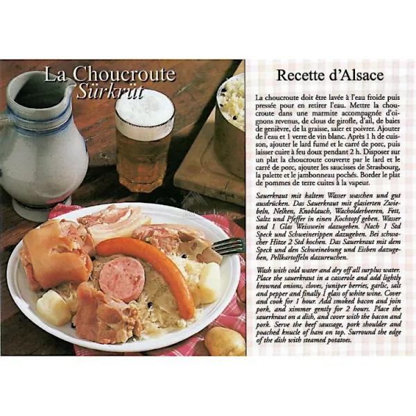 Carte Postale Recette Alsacienne de la Choucroute d'Alsace