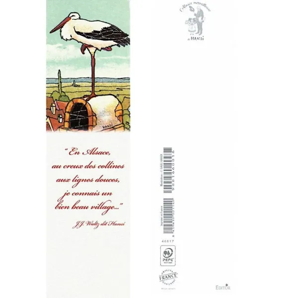 Marque Page Hansi Cigogne sur Cheminée