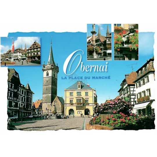 Carte Postale la Place du Marché Centre Ville Obernai