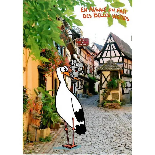 Humorous Postcard the Pigeon House of Eguisheim
