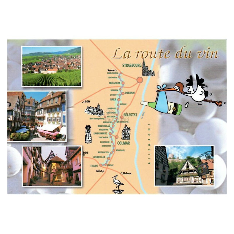 Carte Postale Humoristique la Route des Vins