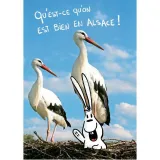 Humoristische Postkarte qu'est-ce que qu'on est bien im Elsass