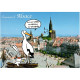 Carte Postale Humoristique Cigogne et Cathédrale de Strasbourg