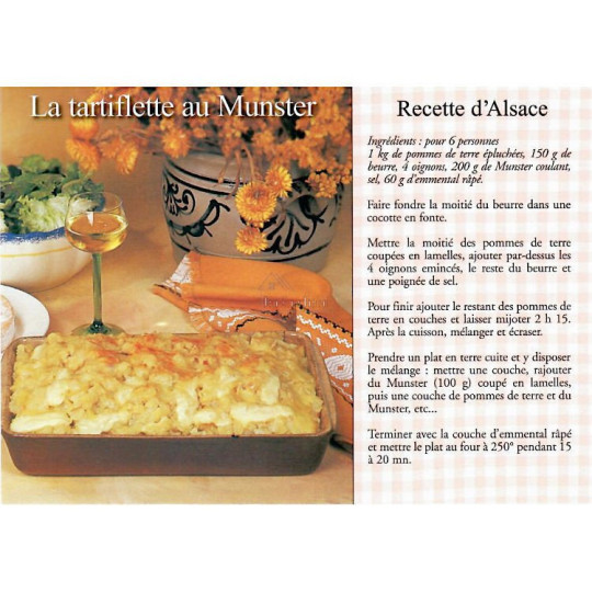 Postkarte Elsässisches Rezept Tartiflette mit Munsterkäse