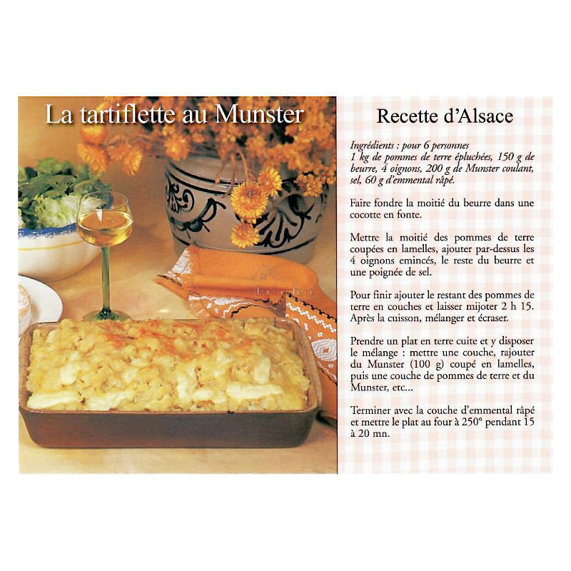 Postkarte Elsässisches Rezept Tartiflette mit Munsterkäse