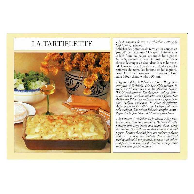 Postkarte Elsässisches Tartiflette-Rezept