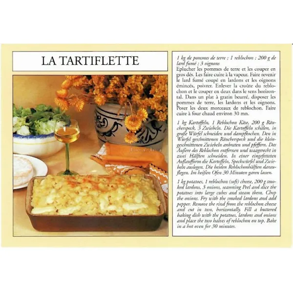 Postcard Alsatian Recipe of Tartiflette