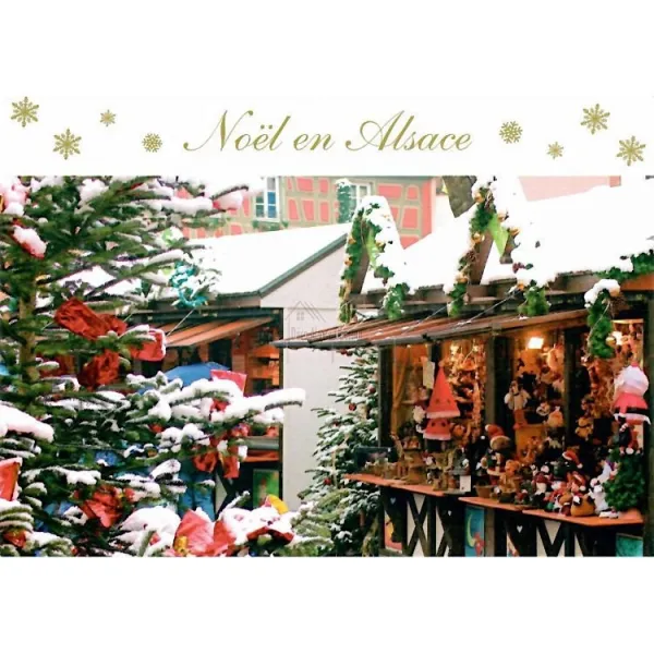 Postcard Christmas cottage in Alsace