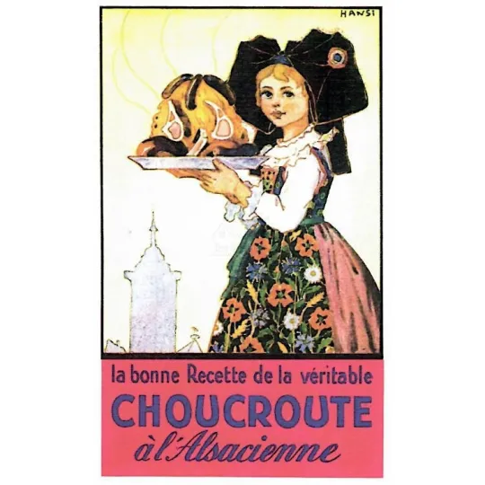 Carte Postale Hansi Publicité la Bonne Recette de la Véritable Choucroute