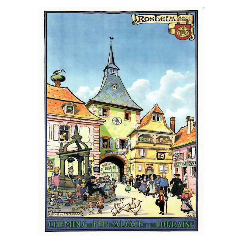 Carte Postale Hansi Affiche des Chemins de Fer d'Alsace et de Lorraine de Rosheim