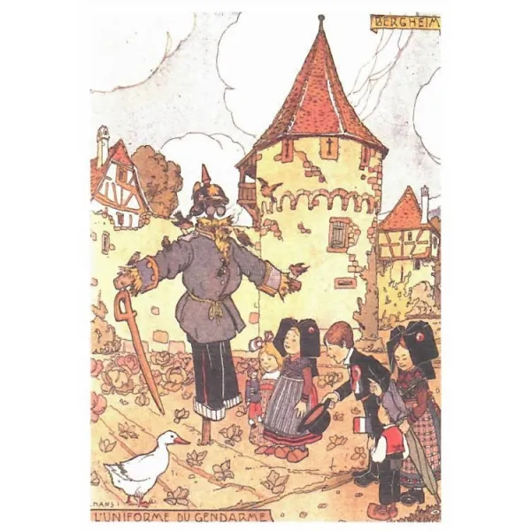 Postcard Hansi matified the Uniform of the Gendarme at Bergheim