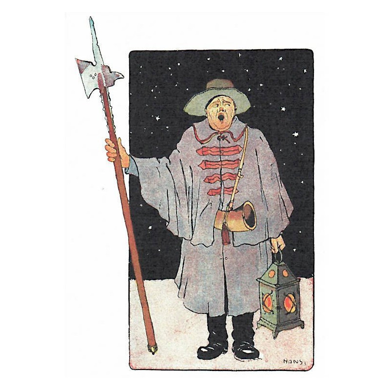 Carte Postale Hansi le Veilleur de Nuit dans un Village Alsacien