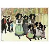 Carte Postale Hansi Chaque Dimanche, nous allons à l'Eglise