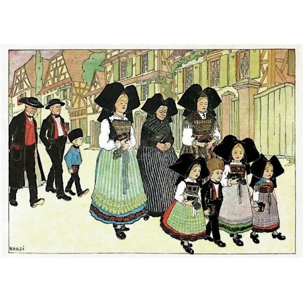 Postkarte Hansi Jeden Sonntag gehen wir in die Kirche