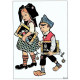 Postcard Hansi Children walking with art materials