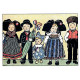 Carte Postale Hansi Enfants en Costumes Traditionnels d'Alsace
