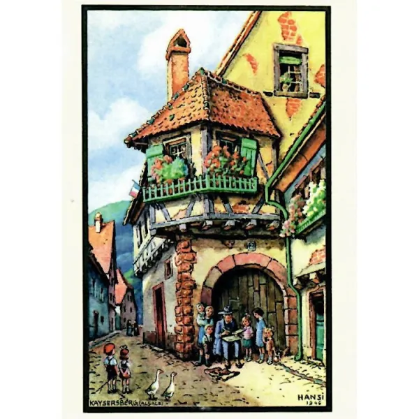 Carte Postale Hansi Maison de Kaysersberg fleurie