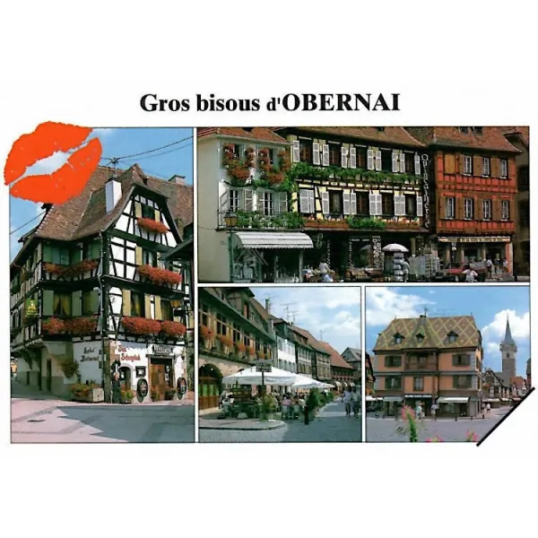 Postcard Big Kisses on the Views of Obernai