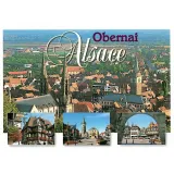 Postcard General view of Obernai, flowered houses and market place