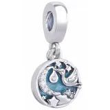 Pendentif Breloque Cigognes sur fond Bleu