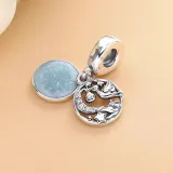 Pendentif Breloque Cigognes sur fond Bleu