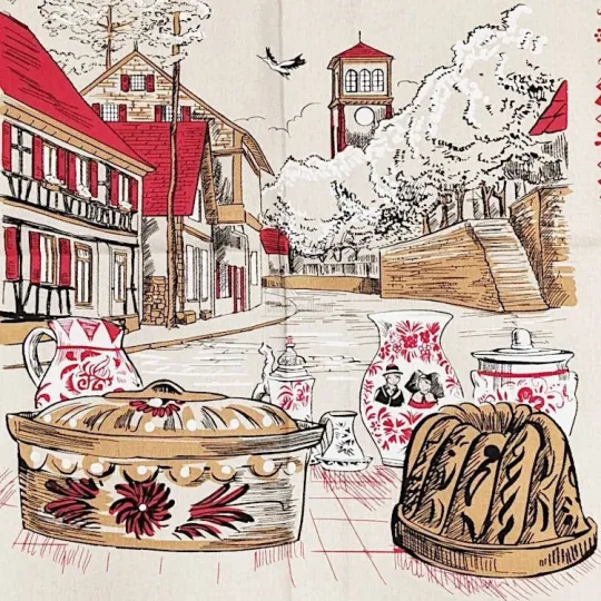 Keukenhanddoek van de Pottenbakkerijen van Soufflenheim