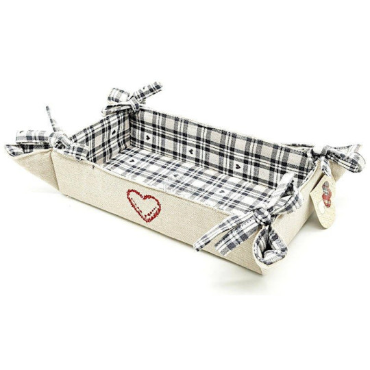 Bread Basket in Grey Alsatian Fabric 23cm x 35cm