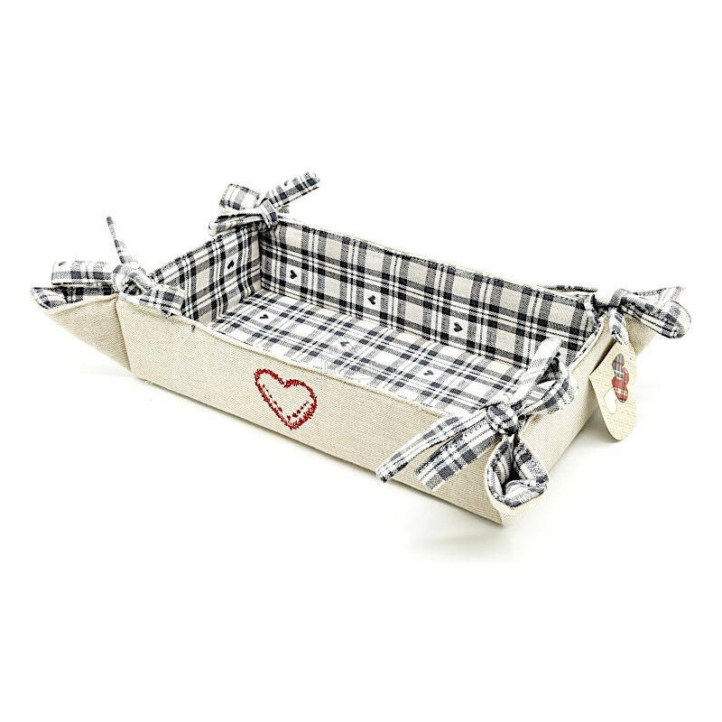 Bread Basket in Grey Alsatian Fabric 23cm x 35cm